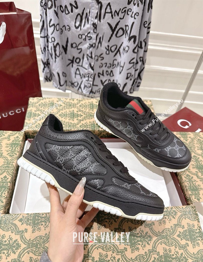 Gucci Re-Web Sneakers 4cm in Grained GG Leather Balck 2025 785452 (MD-251219036)