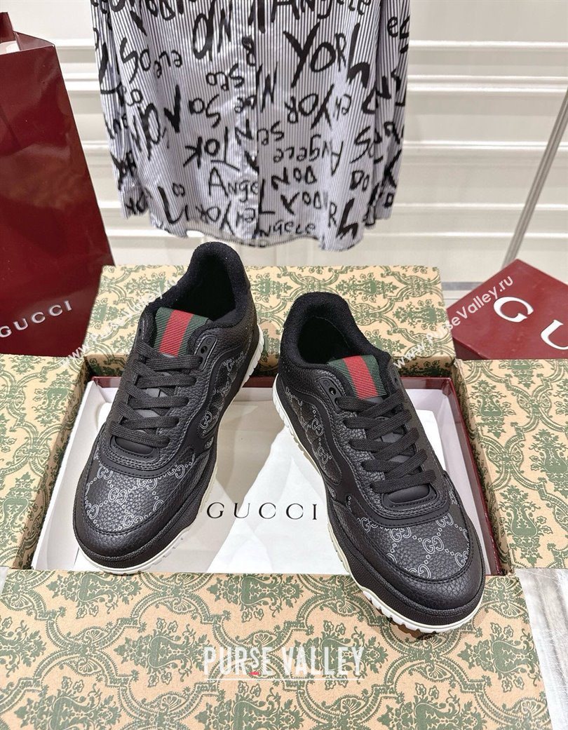 Gucci Re-Web Sneakers 4cm in Grained GG Leather Balck 2025 785452 (MD-251219036)