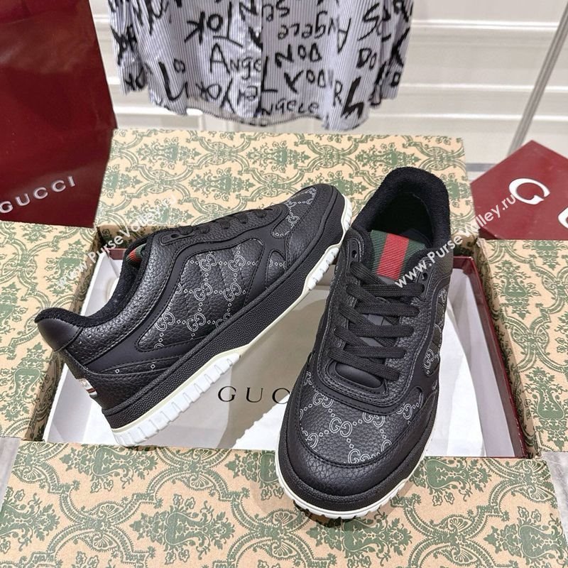 Gucci Re-Web Sneakers 4cm in Grained GG Leather Balck 2025 785452 (MD-251219036)