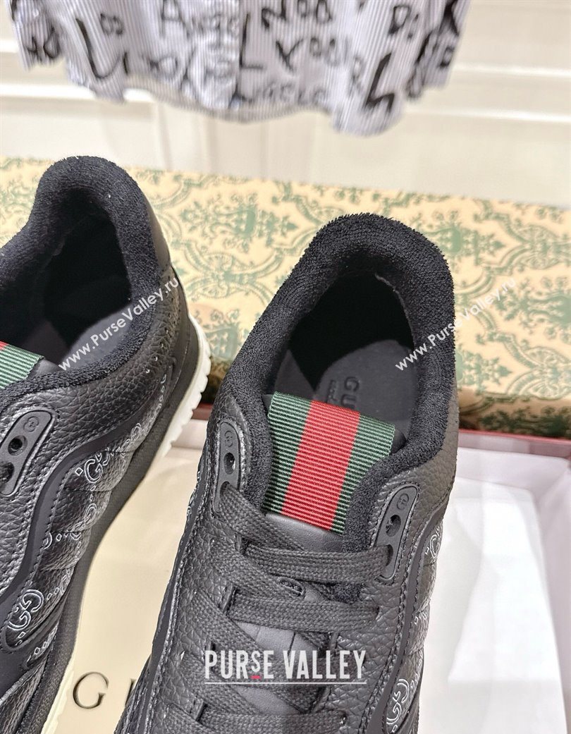 Gucci Re-Web Sneakers 4cm in Grained GG Leather Balck 2025 785452 (MD-251219036)