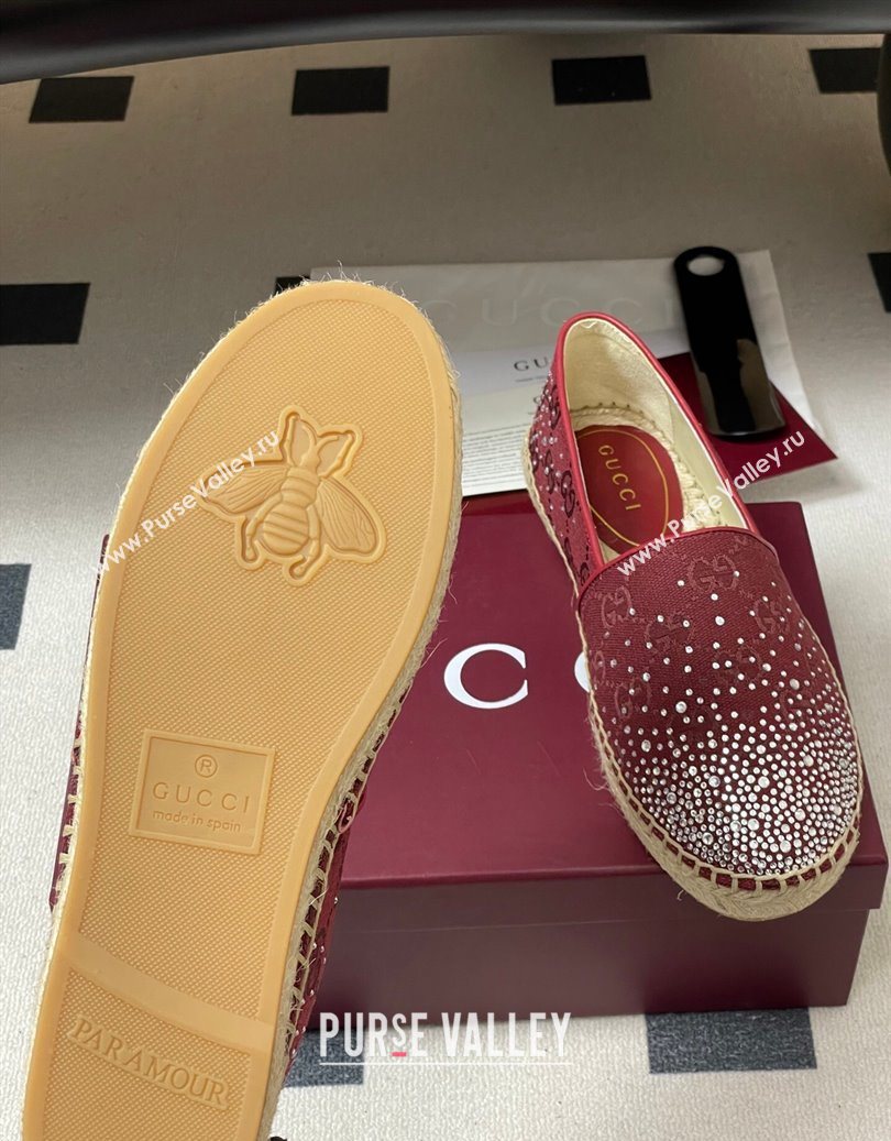 Gucci GG Canvas and Strass Flat Espadrilles Red 2025 GG121805 (MD-251219004)