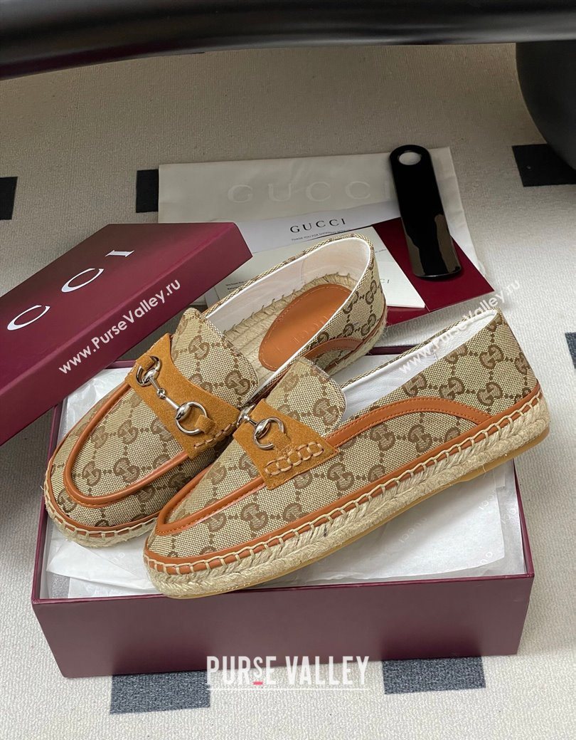 Gucci GG Canvas Flat Espadrilles with Horsebit Beige 2025 GG121901 (MD-251219005)