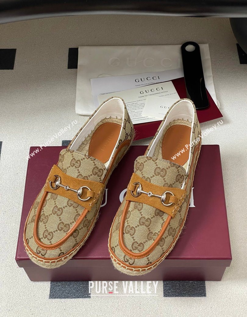 Gucci GG Canvas Flat Espadrilles with Horsebit Beige 2025 GG121901 (MD-251219005)