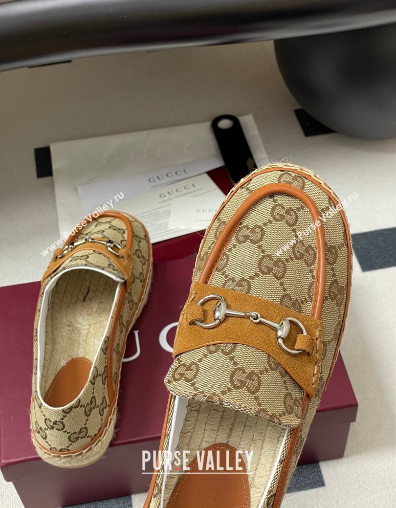Gucci GG Canvas Flat Espadrilles with Horsebit Beige 2025 GG121901 (MD-251219005)