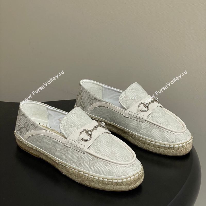 Gucci GG Canvas Flat Espadrilles with Horsebit White 2025 GG121901 (MD-251219006)