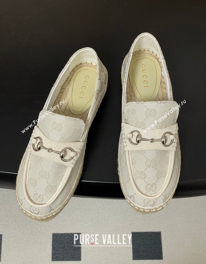 Gucci GG Canvas Flat Espadrilles with Horsebit White 2025 GG121901 (MD-251219006)