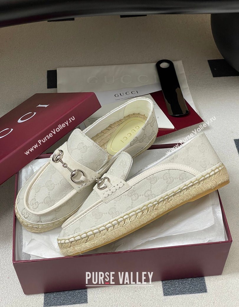 Gucci GG Canvas Flat Espadrilles with Horsebit White 2025 GG121901 (MD-251219006)