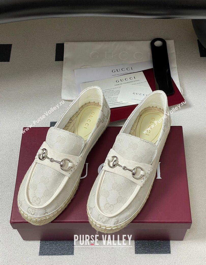Gucci GG Canvas Flat Espadrilles with Horsebit White 2025 GG121901 (MD-251219006)