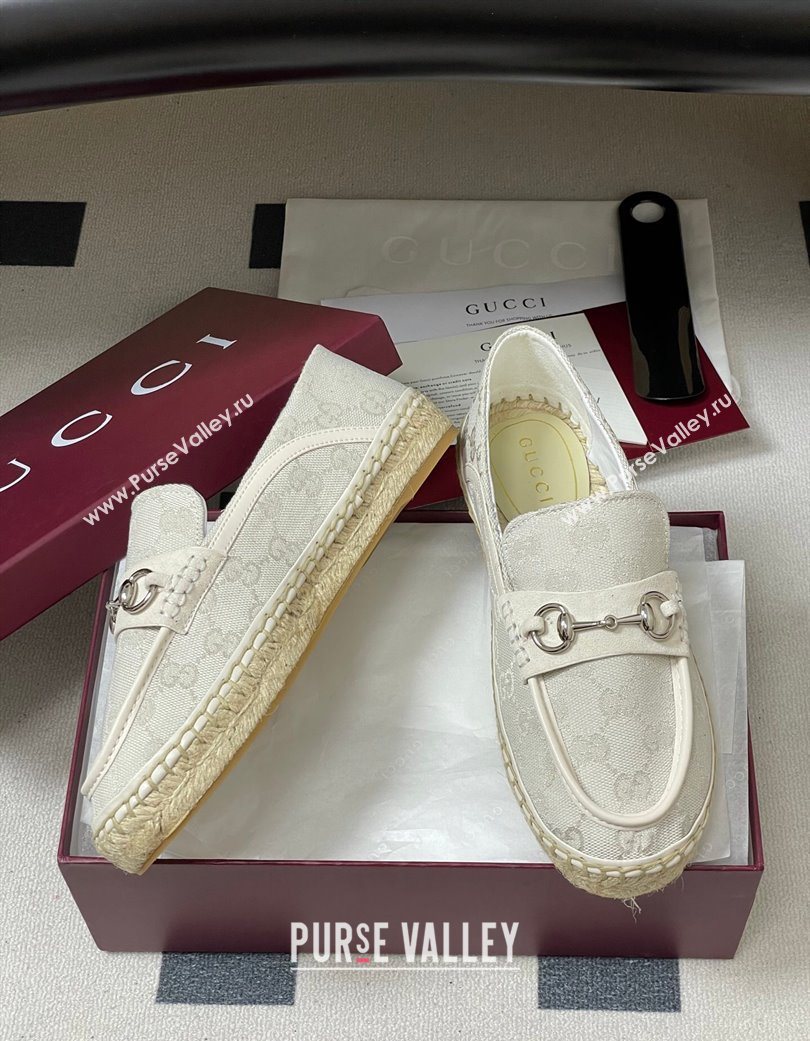 Gucci GG Canvas Flat Espadrilles with Horsebit White 2025 GG121901 (MD-251219006)