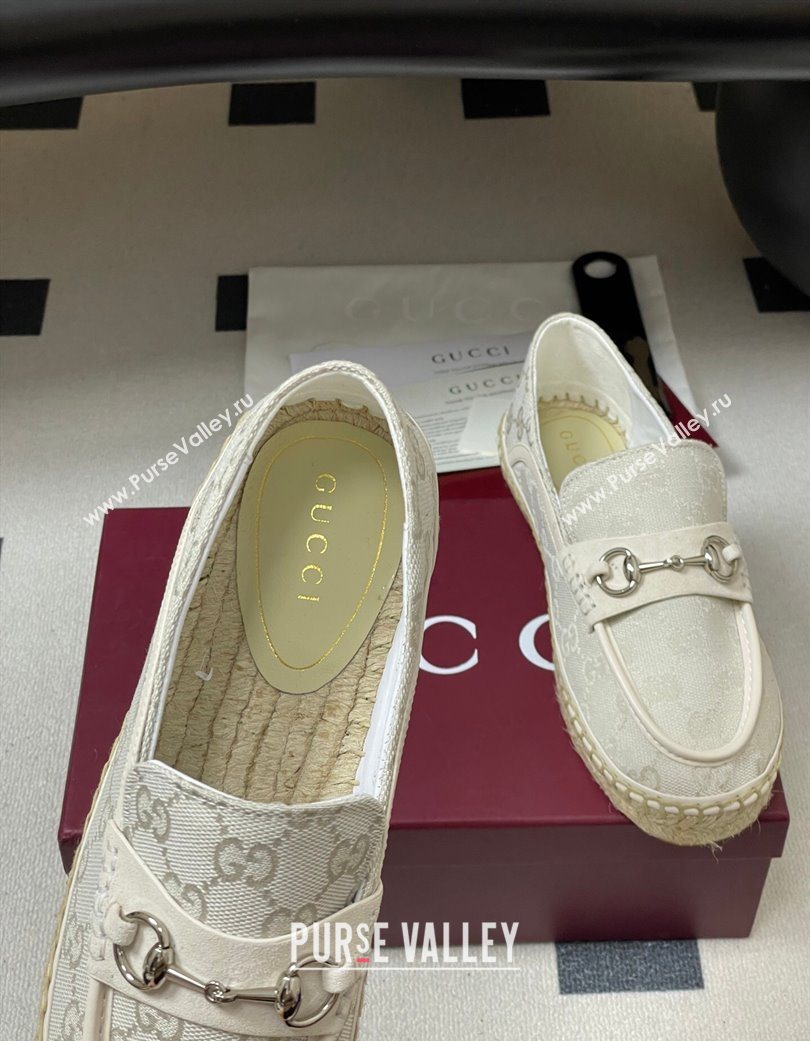 Gucci GG Canvas Flat Espadrilles with Horsebit White 2025 GG121901 (MD-251219006)