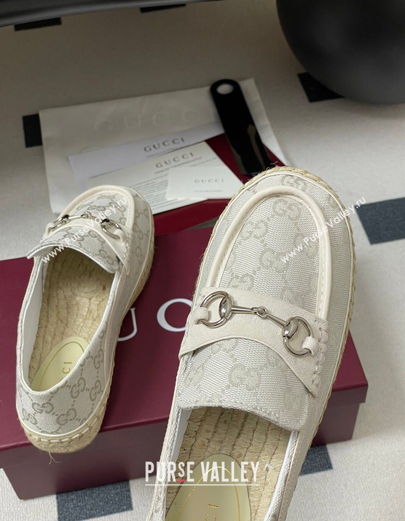 Gucci GG Canvas Flat Espadrilles with Horsebit White 2025 GG121901 (MD-251219006)
