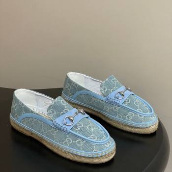 Gucci GG Denim Flat Espadrilles with Horsebit Blue 2025 GG121901 (MD-251219007)