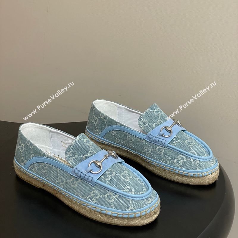 Gucci GG Denim Flat Espadrilles with Horsebit Blue 2025 GG121901 (MD-251219007)