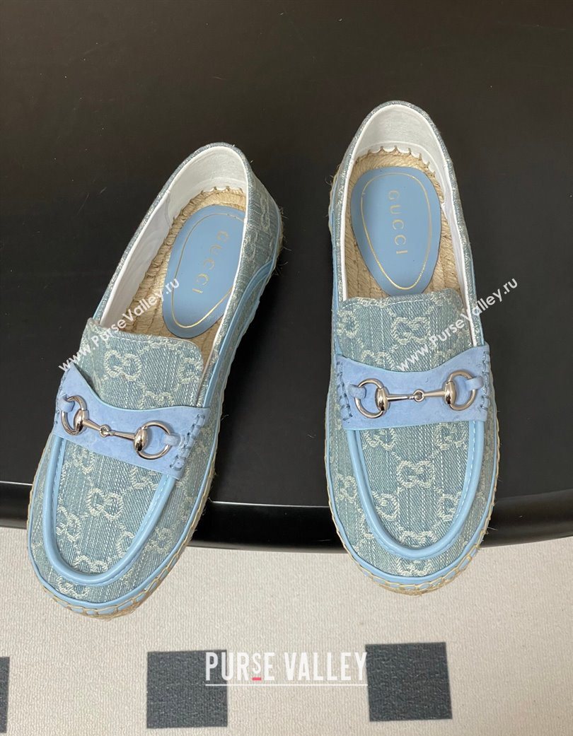 Gucci GG Denim Flat Espadrilles with Horsebit Blue 2025 GG121901 (MD-251219007)