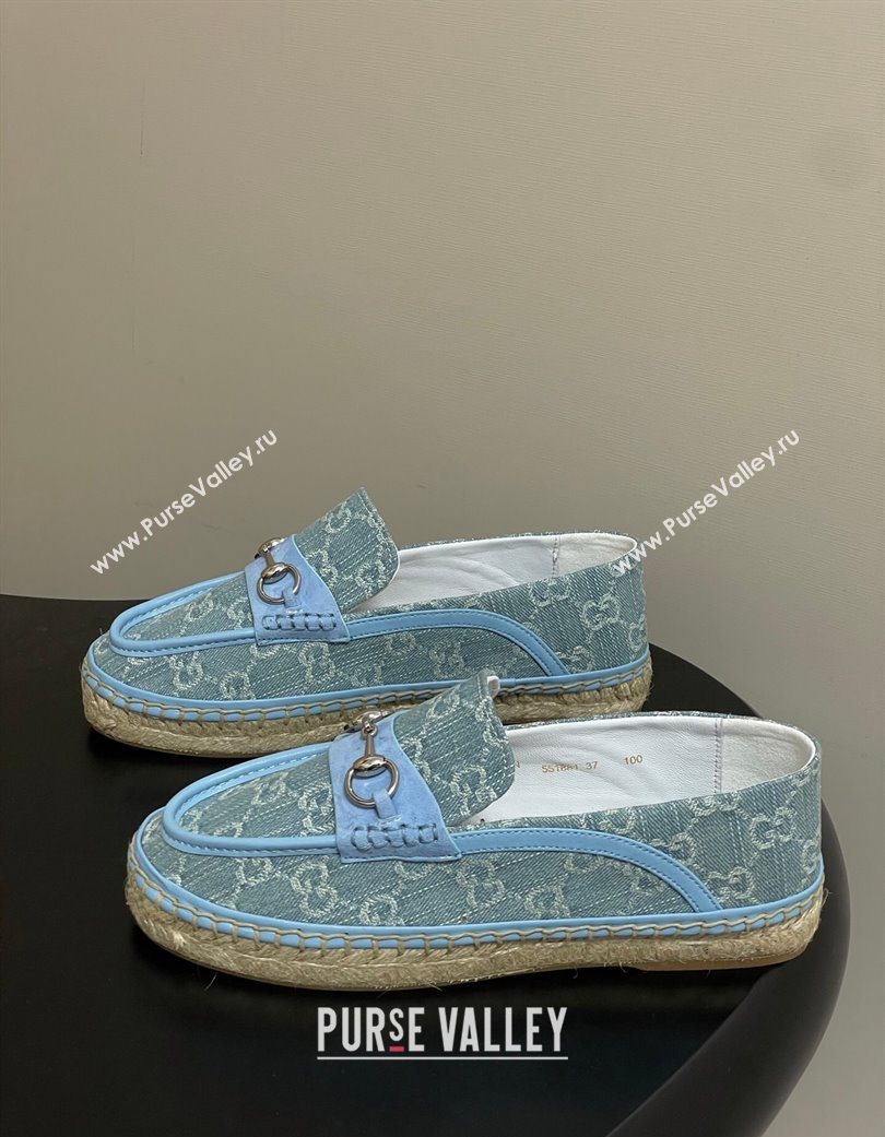 Gucci GG Denim Flat Espadrilles with Horsebit Blue 2025 GG121901 (MD-251219007)