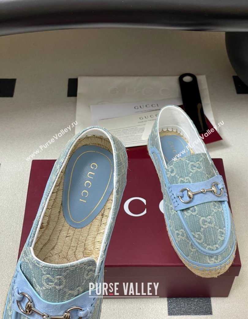 Gucci GG Denim Flat Espadrilles with Horsebit Blue 2025 GG121901 (MD-251219007)