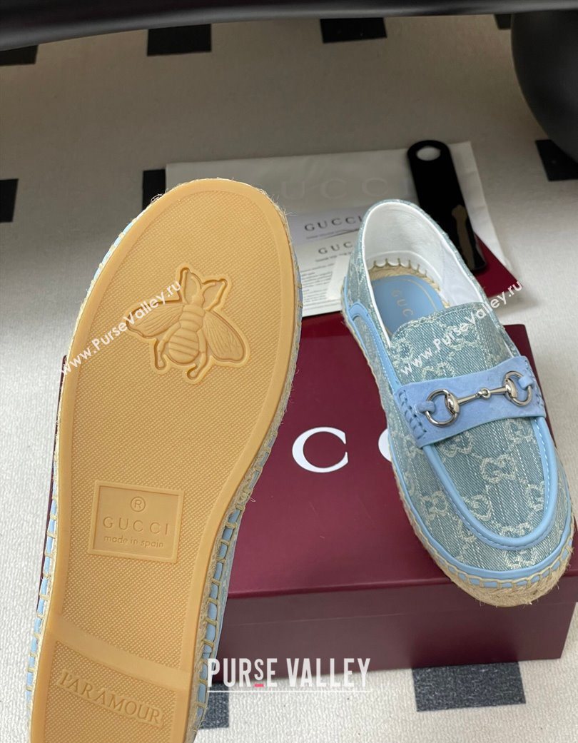 Gucci GG Denim Flat Espadrilles with Horsebit Blue 2025 GG121901 (MD-251219007)