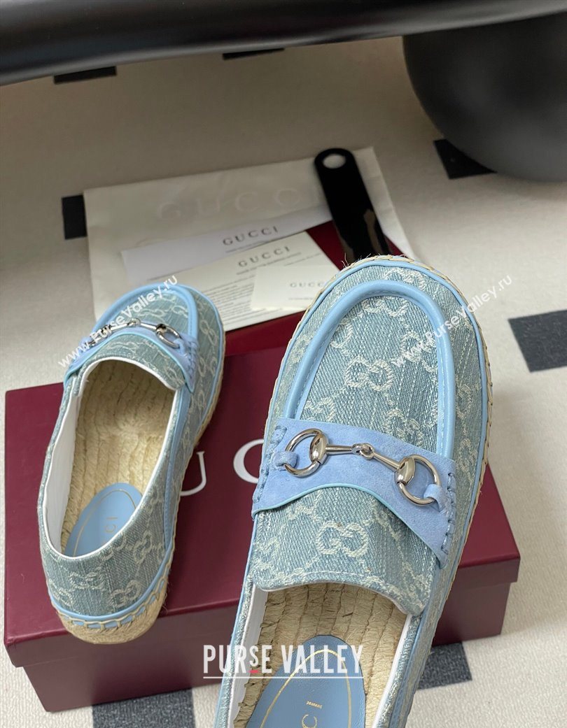Gucci GG Denim Flat Espadrilles with Horsebit Blue 2025 GG121901 (MD-251219007)