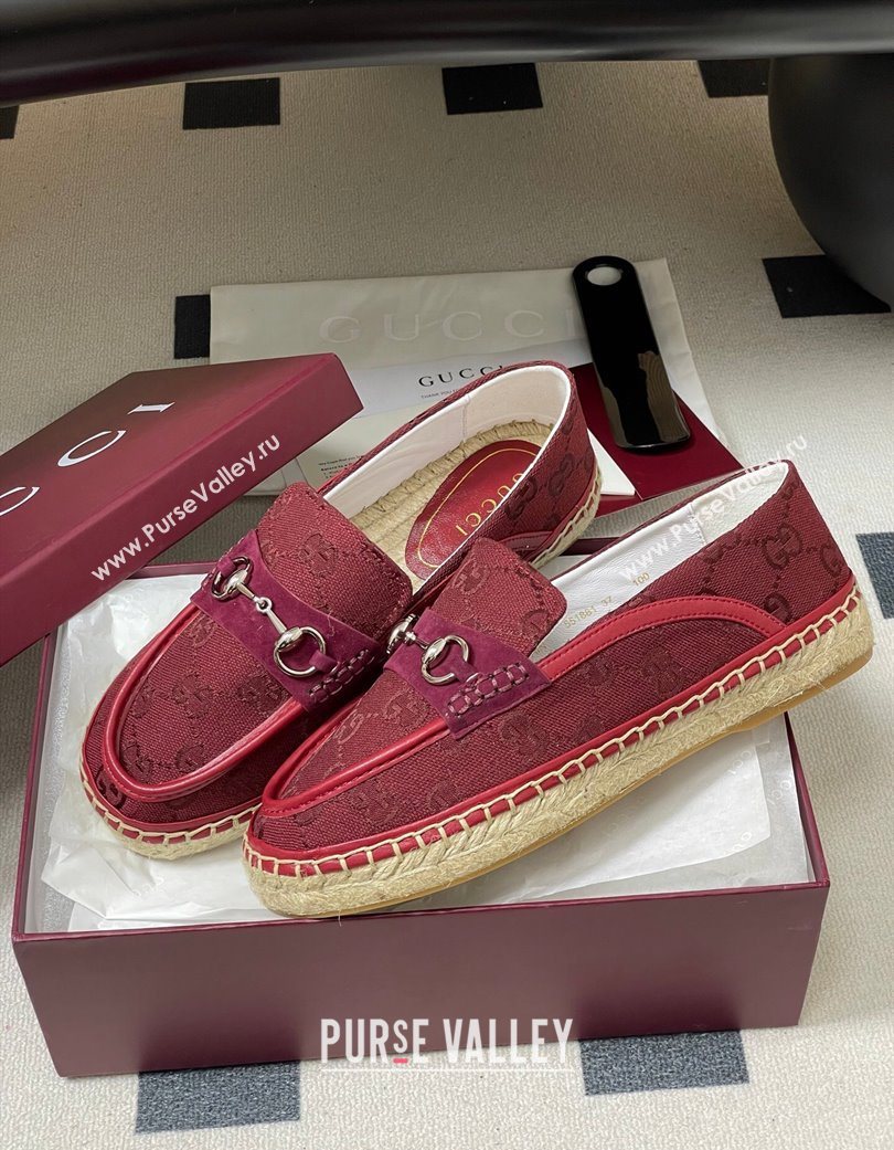Gucci GG Canvas Flat Espadrilles with Horsebit Red 2025 GG121901 (MD-251219008)