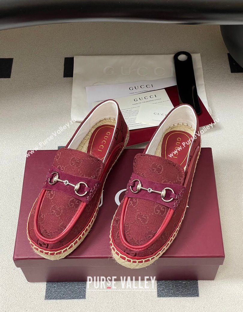 Gucci GG Canvas Flat Espadrilles with Horsebit Red 2025 GG121901 (MD-251219008)