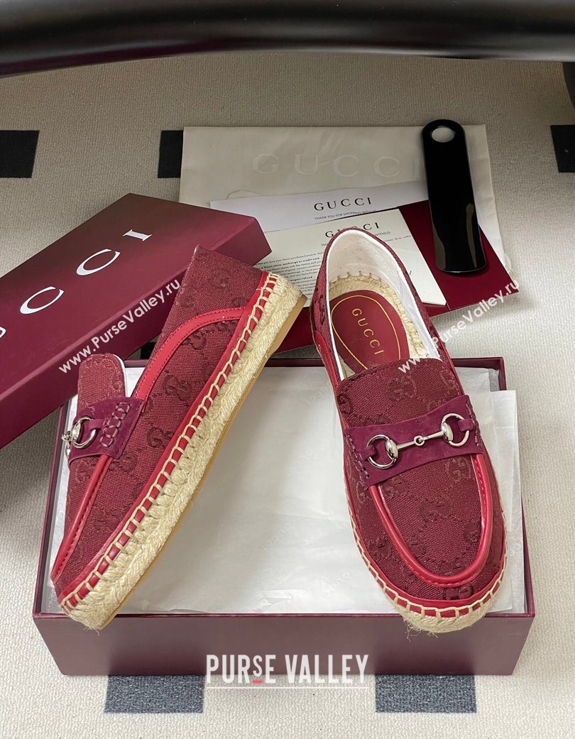 Gucci GG Canvas Flat Espadrilles with Horsebit Red 2025 GG121901 (MD-251219008)