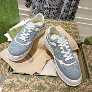 Gucci GG Denim Platform Sneakers 4cm Light Blue 2025 676092 (MD-251219009)