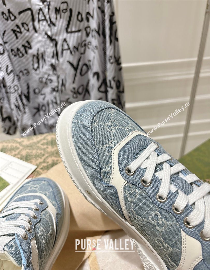 Gucci GG Denim Platform Sneakers 4cm Light Blue 2025 676092 (MD-251219009)