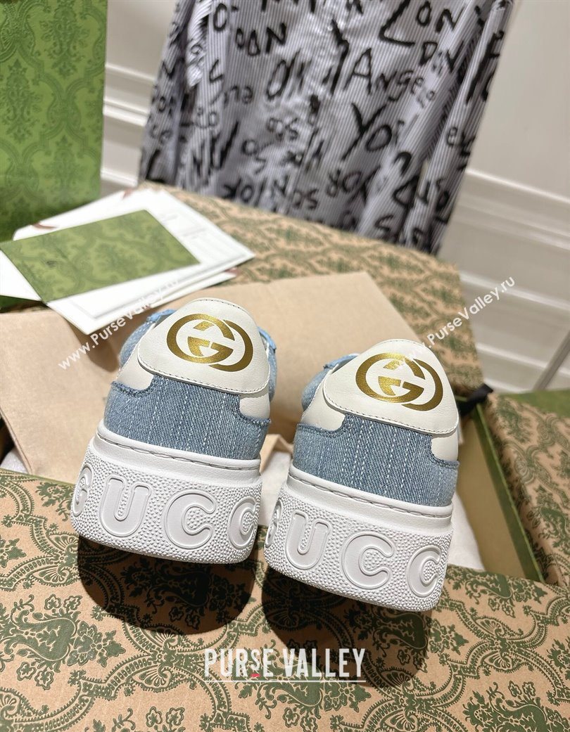 Gucci GG Denim Platform Sneakers 4cm Light Blue 2025 676092 (MD-251219009)