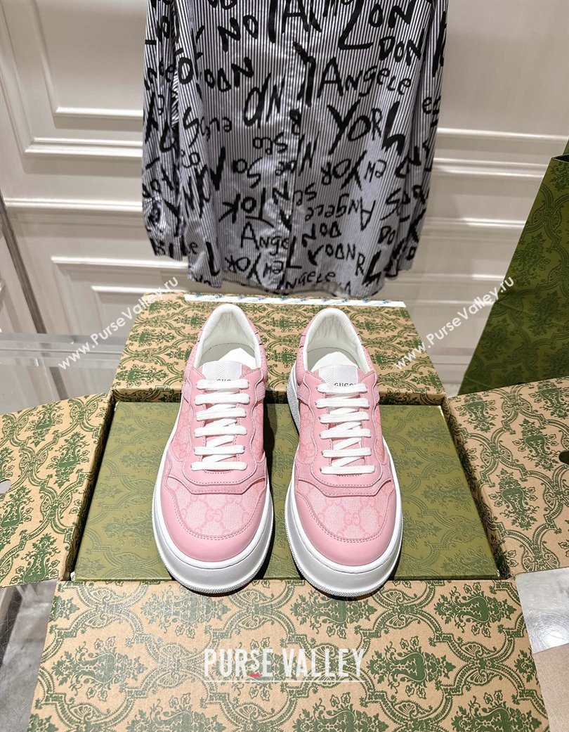 Gucci GG Canvas and Leather Platform Sneakers 4cm Light Blue 2025 676092 (MD-251219010)