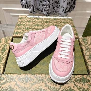 Gucci GG Canvas and Leather Platform Sneakers 4cm Light Blue 2025 676092 (MD-251219010)