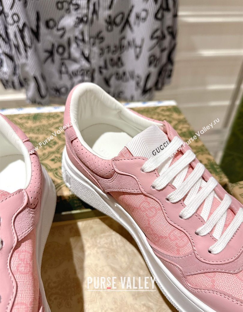 Gucci GG Canvas and Leather Platform Sneakers 4cm Light Blue 2025 676092 (MD-251219010)