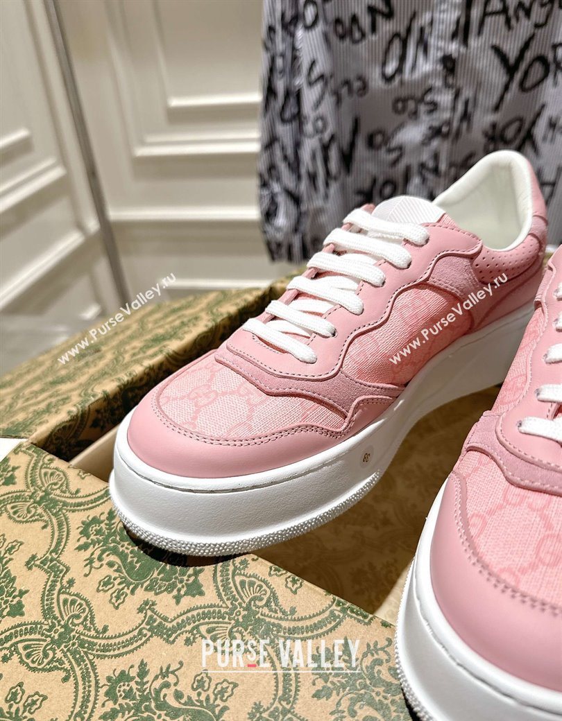 Gucci GG Canvas and Leather Platform Sneakers 4cm Light Blue 2025 676092 (MD-251219010)