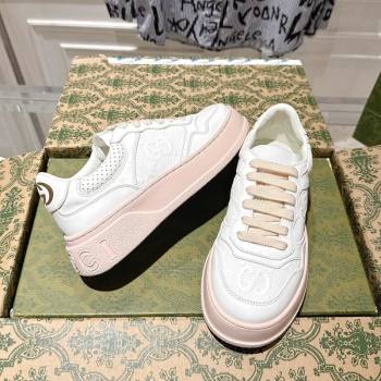 Gucci Calf Leather Platform Sneakers 4cm White/Nude 2025 676092 (MD-251219011)