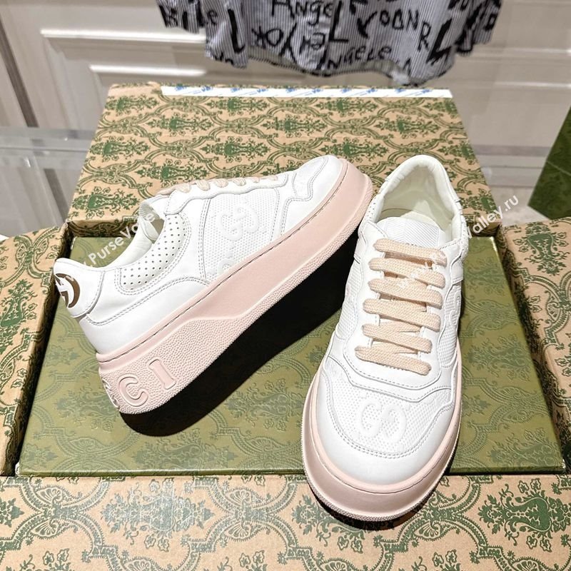 Gucci Calf Leather Platform Sneakers 4cm White/Nude 2025 676092 (MD-251219011)