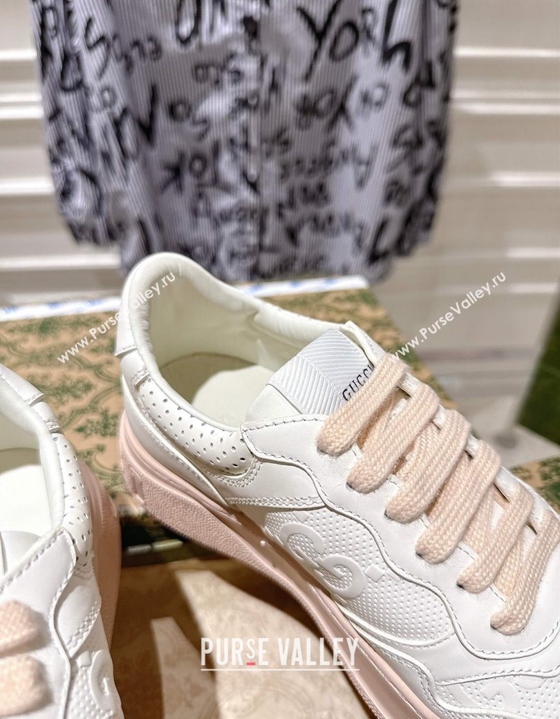 Gucci Calf Leather Platform Sneakers 4cm White/Nude 2025 676092 (MD-251219011)