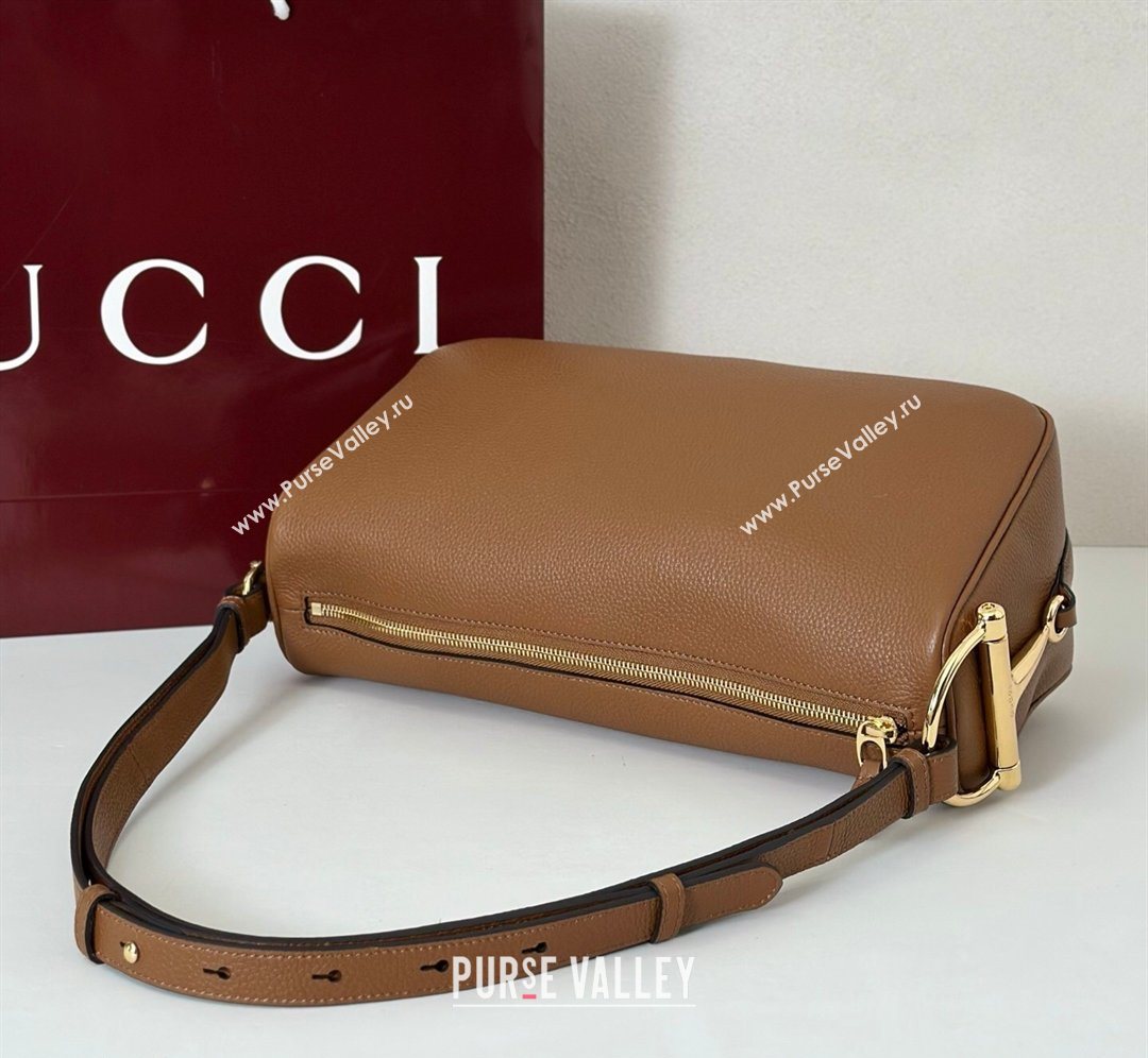 Gucci Half Horsebit medium shoulder bag in Leather Brown 2026 860787 (DLH-260128048)