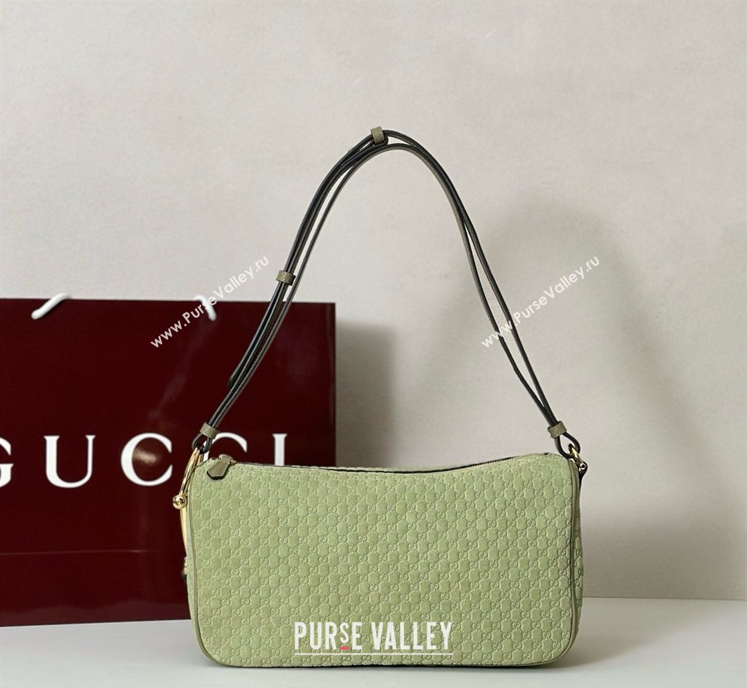 Gucci Half Horsebit medium shoulder bag in GG Suede Dusty Green 2026 860787 (DLH-260128049)