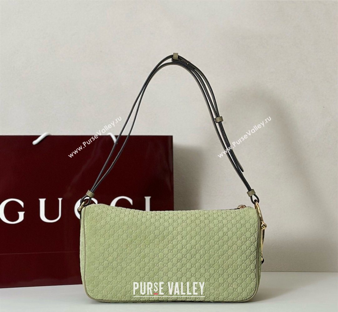 Gucci Half Horsebit medium shoulder bag in GG Suede Dusty Green 2026 860787 (DLH-260128049)