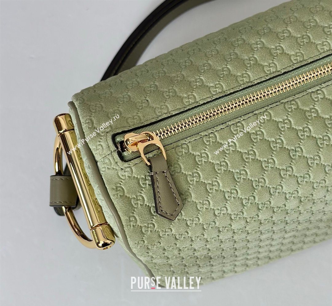 Gucci Half Horsebit medium shoulder bag in GG Suede Dusty Green 2026 860787 (DLH-260128049)