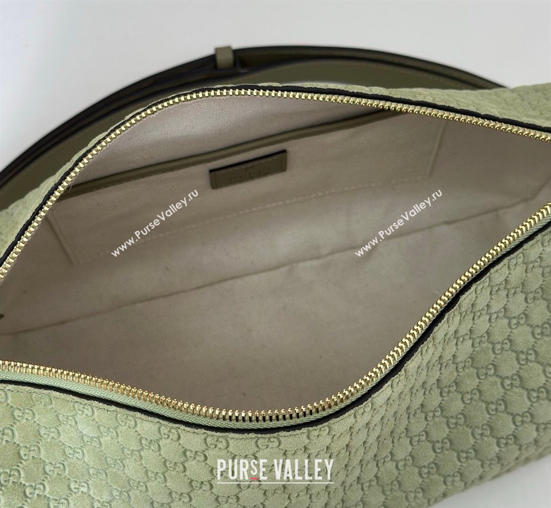 Gucci Half Horsebit medium shoulder bag in GG Suede Dusty Green 2026 860787 (DLH-260128049)