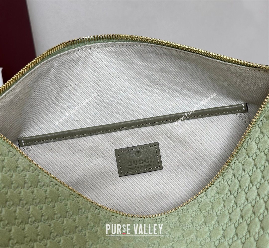 Gucci Half Horsebit medium shoulder bag in GG Suede Dusty Green 2026 860787 (DLH-260128049)