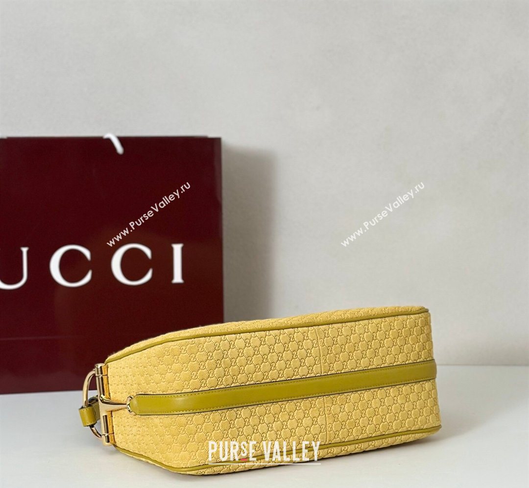 Gucci Half Horsebit medium shoulder bag in GG Suede Mustard Yellow 2026 860787 (DLH-260128050)