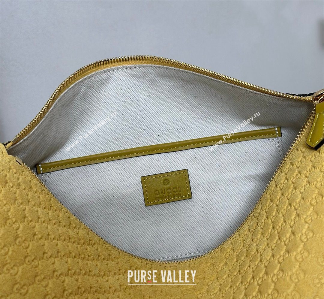 Gucci Half Horsebit medium shoulder bag in GG Suede Mustard Yellow 2026 860787 (DLH-260128050)