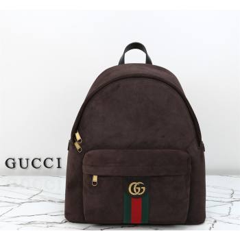 Gucci Mens Ophidia Suede medium backpack bag Dark Brown 2026 834466 (DLH-260127105)