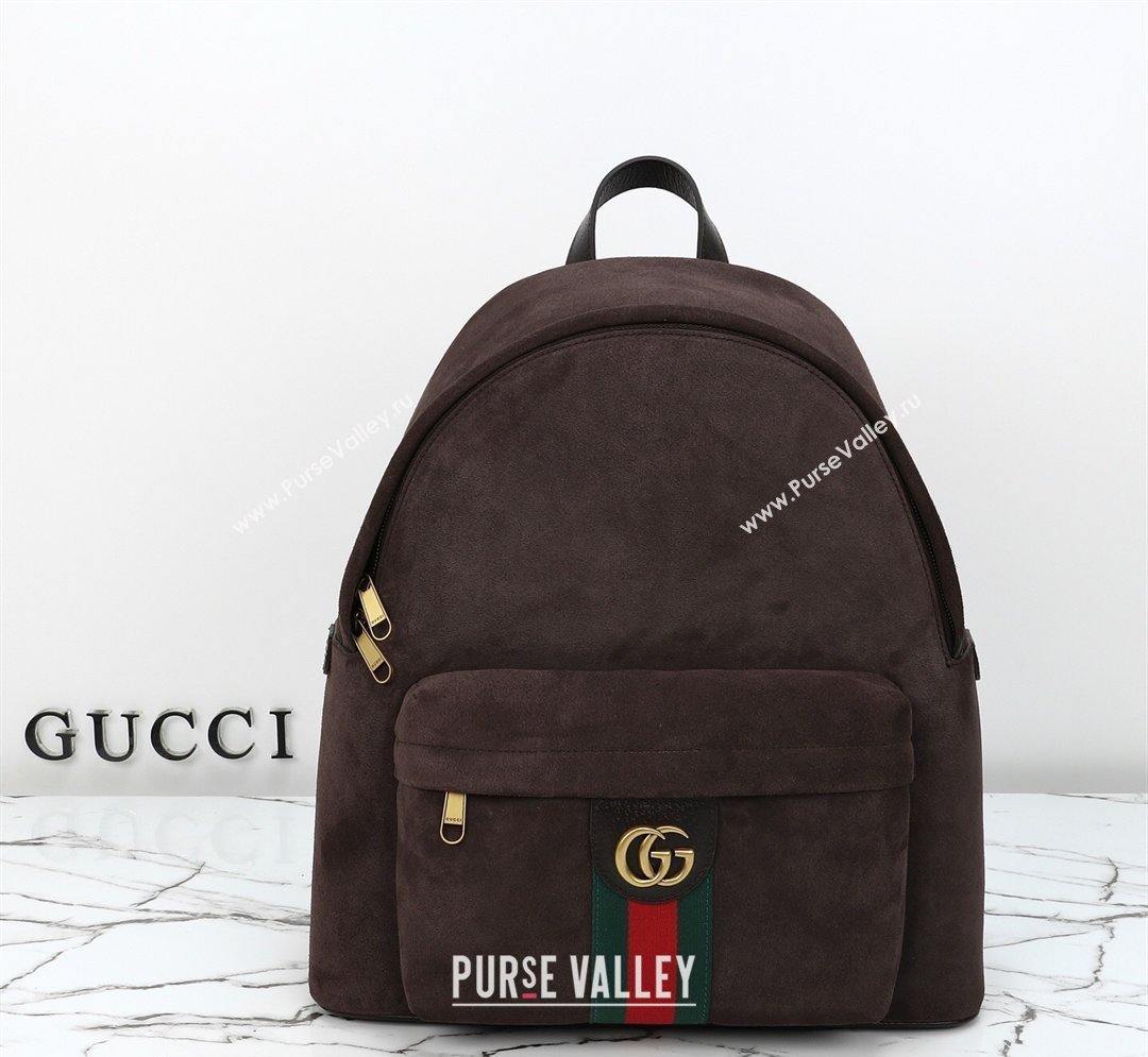 Gucci Mens Ophidia Suede medium backpack bag Dark Brown 2026 834466 (DLH-260127105)