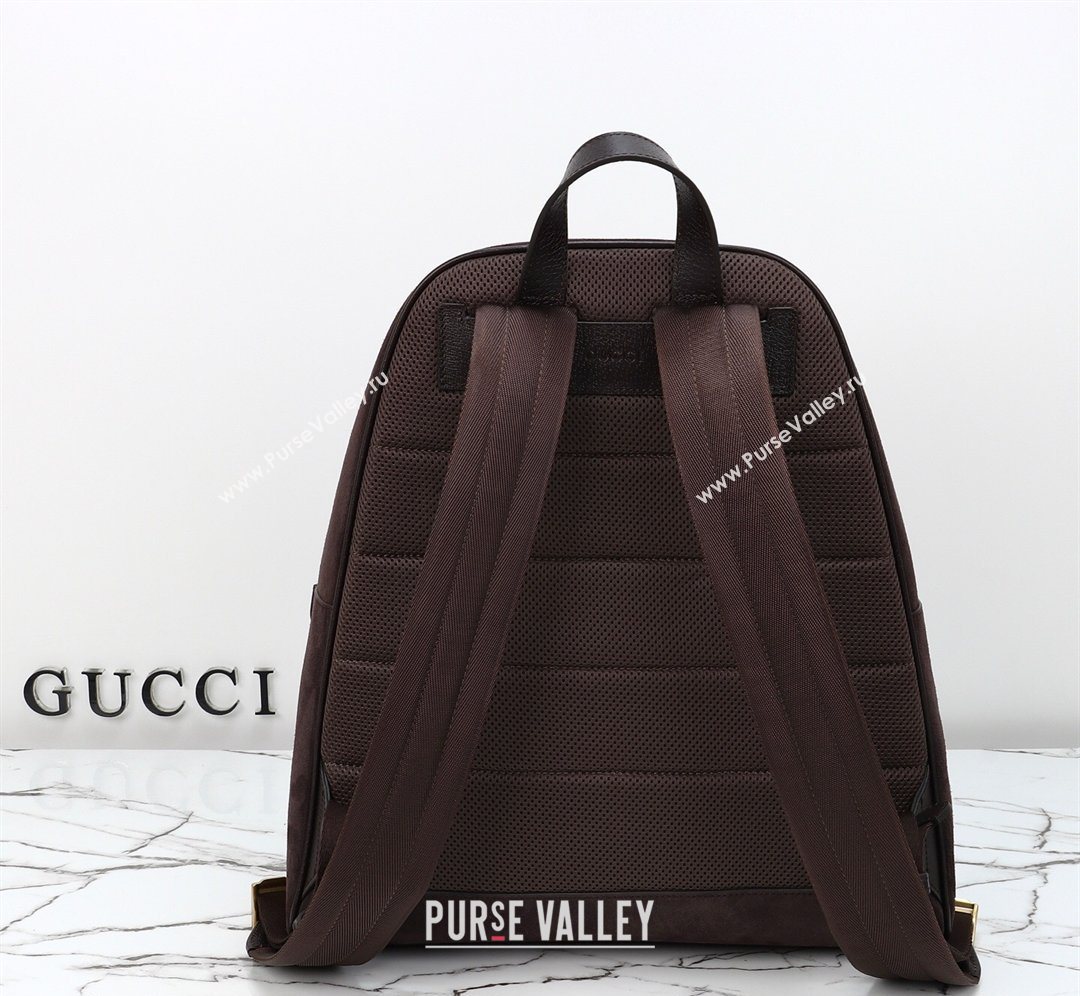 Gucci Mens Ophidia Suede medium backpack bag Dark Brown 2026 834466 (DLH-260127105)
