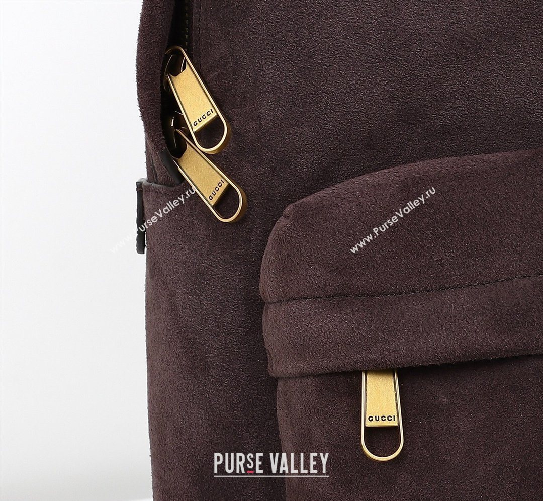 Gucci Mens Ophidia Suede medium backpack bag Dark Brown 2026 834466 (DLH-260127105)
