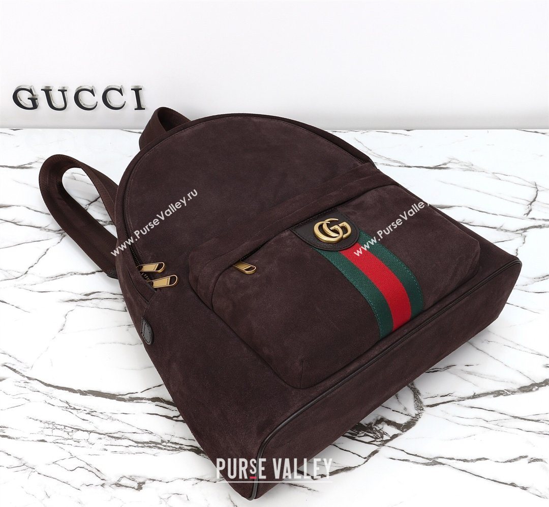 Gucci Mens Ophidia Suede medium backpack bag Dark Brown 2026 834466 (DLH-260127105)