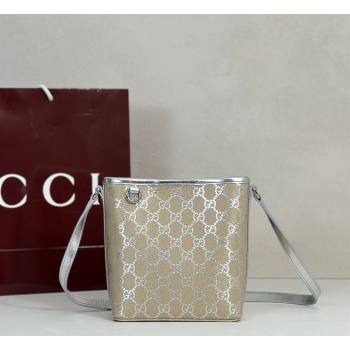 Gucci GG Canvas Emblem Nano Bucket Bag Silver 2026 847090 (DLH-260127074)
