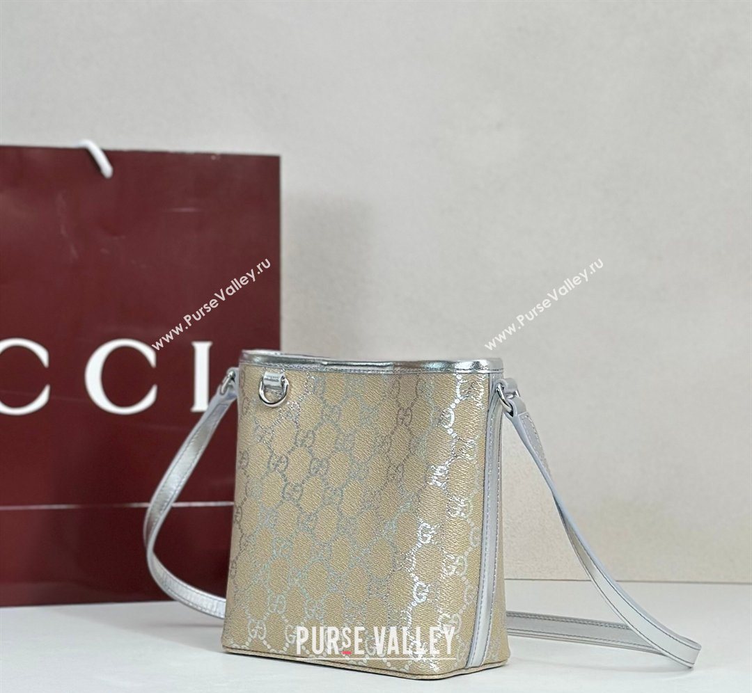 Gucci GG Canvas Emblem Nano Bucket Bag Silver 2026 847090 (DLH-260127074)